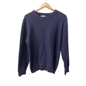 La Paz Men’s Navy Blue Shetland Wool Sweater Made in Portugal Button Shoulder L